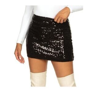 Tipsy Elves Womens Black Sequin Skirt Sparkly Large Mini Concert Dance Club